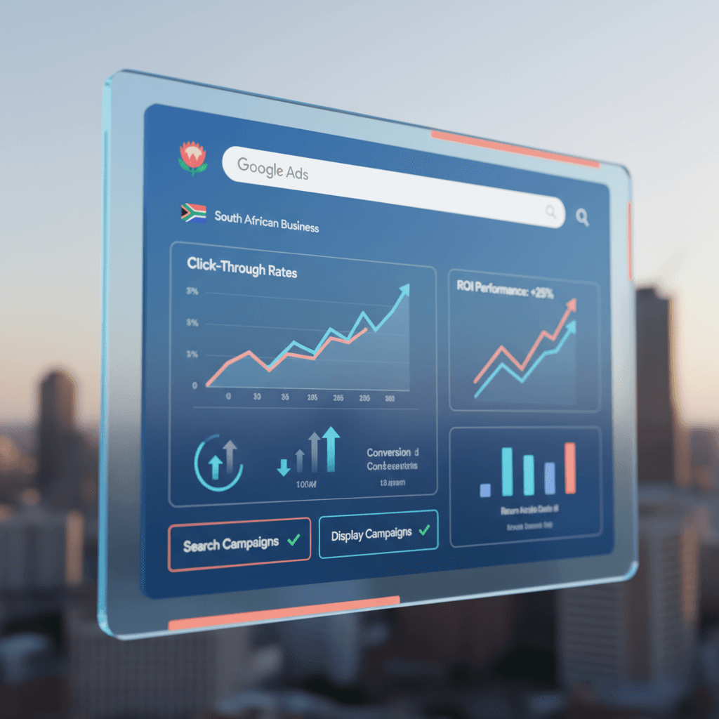 Google Ads Campaign Dashboard showing performance metrics and ROI tracking