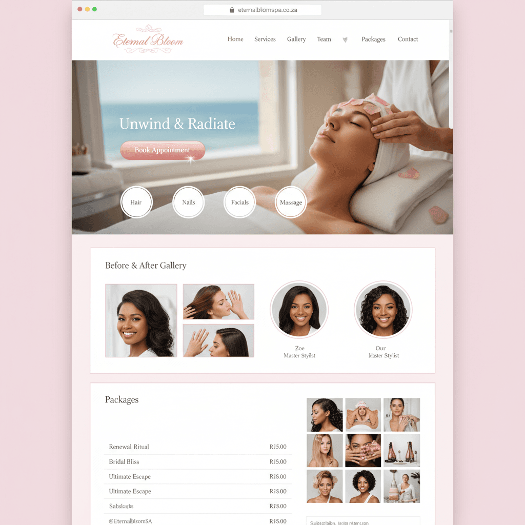 Beauty salon and spa website design