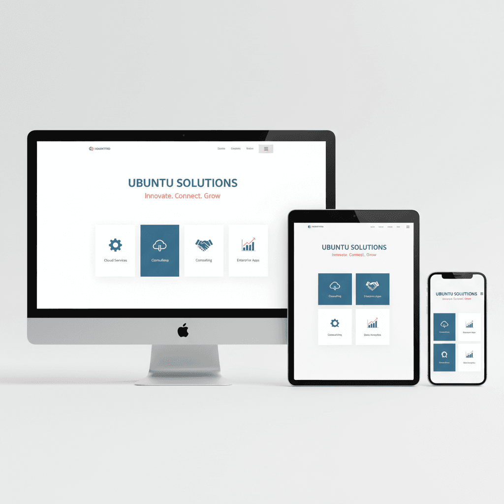 Responsive website displayed on desktop, tablet, and mobile devices