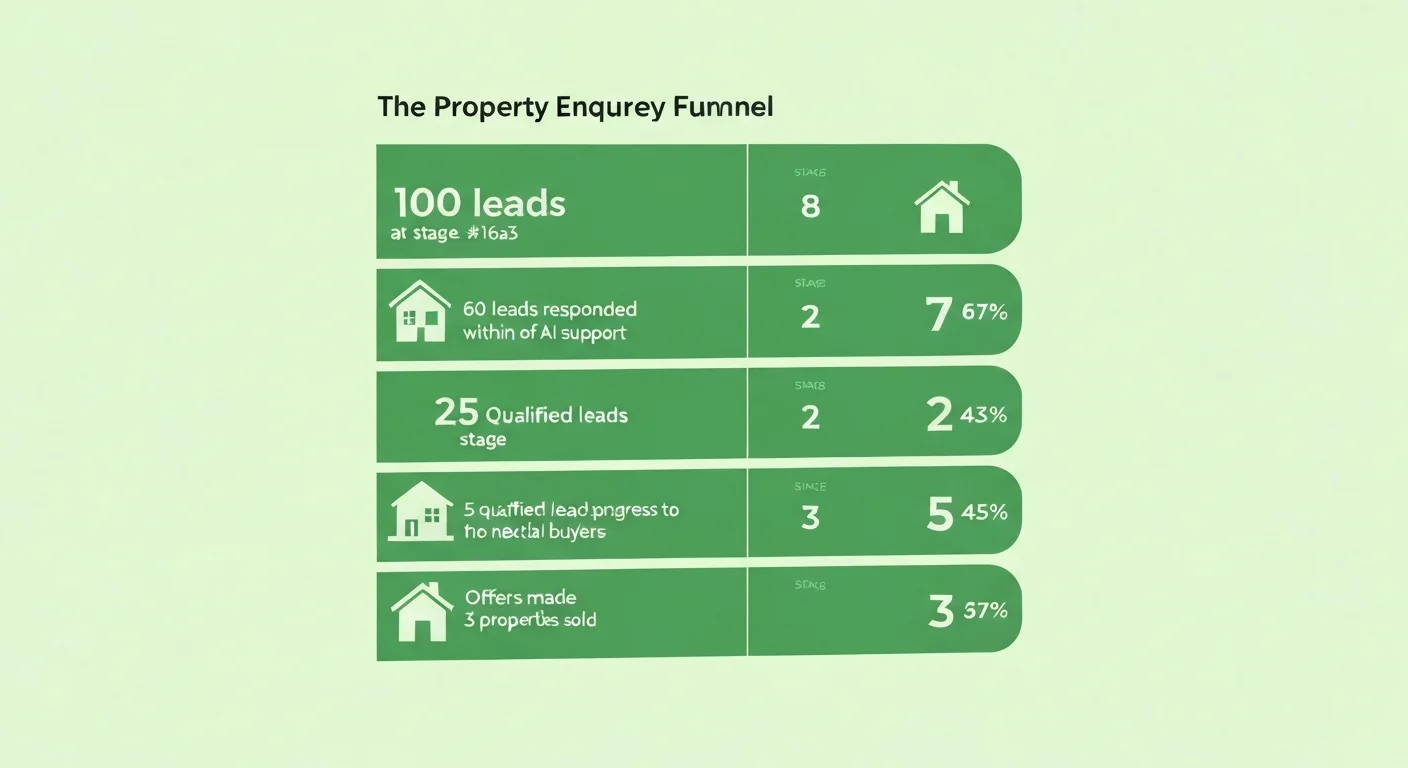 Property enquiry funnel showing AI conversion improvement